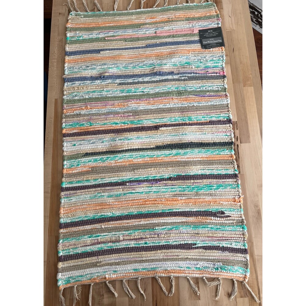 NWT Chindi Rag Rug 27" x 45" Boho Farmhouse Rustic Accent Throw Rug Pastel Color - Picture 2 of 10